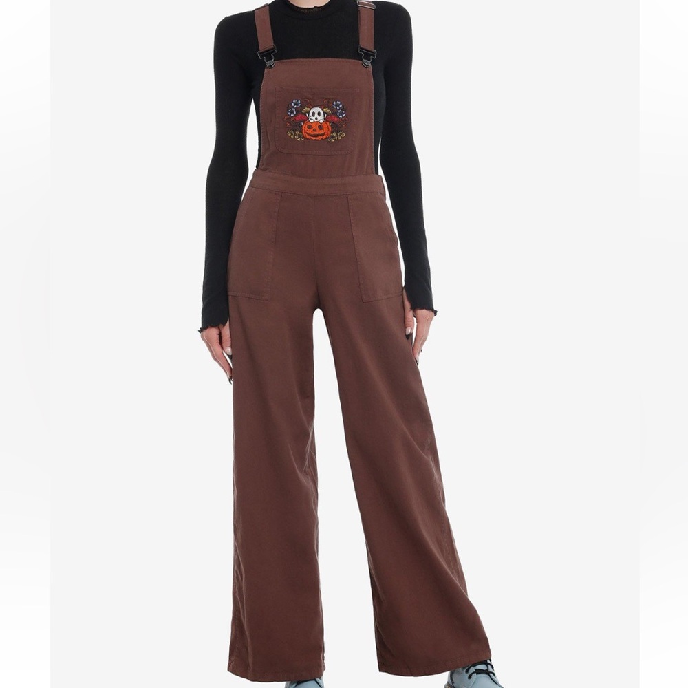 Thorn & Fable Brown Ghost Patch Overalls Hot Topic Halloween‎